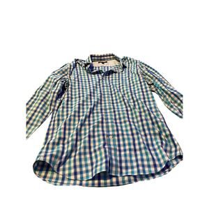 Banana Republic Mens L Shirt Blue Long Sleeve Button Down Collar Cotton Plaid